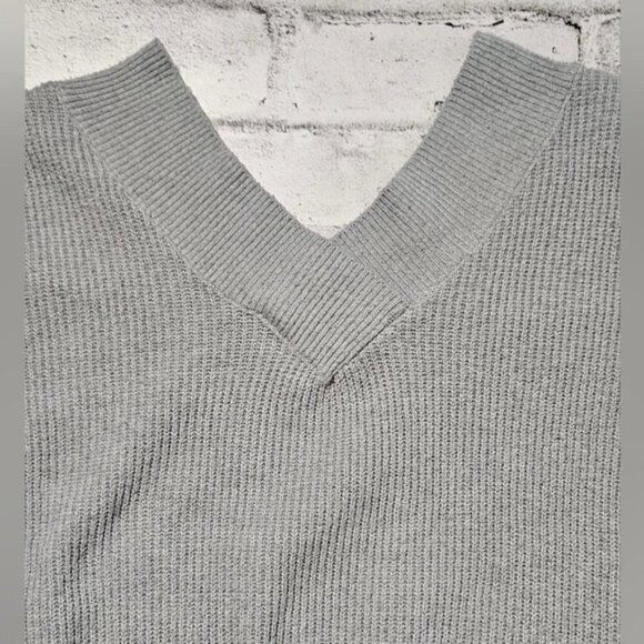 Light Blue Knit Deep V-Neck Sweater By Pink Rose - Picture 7 of 10